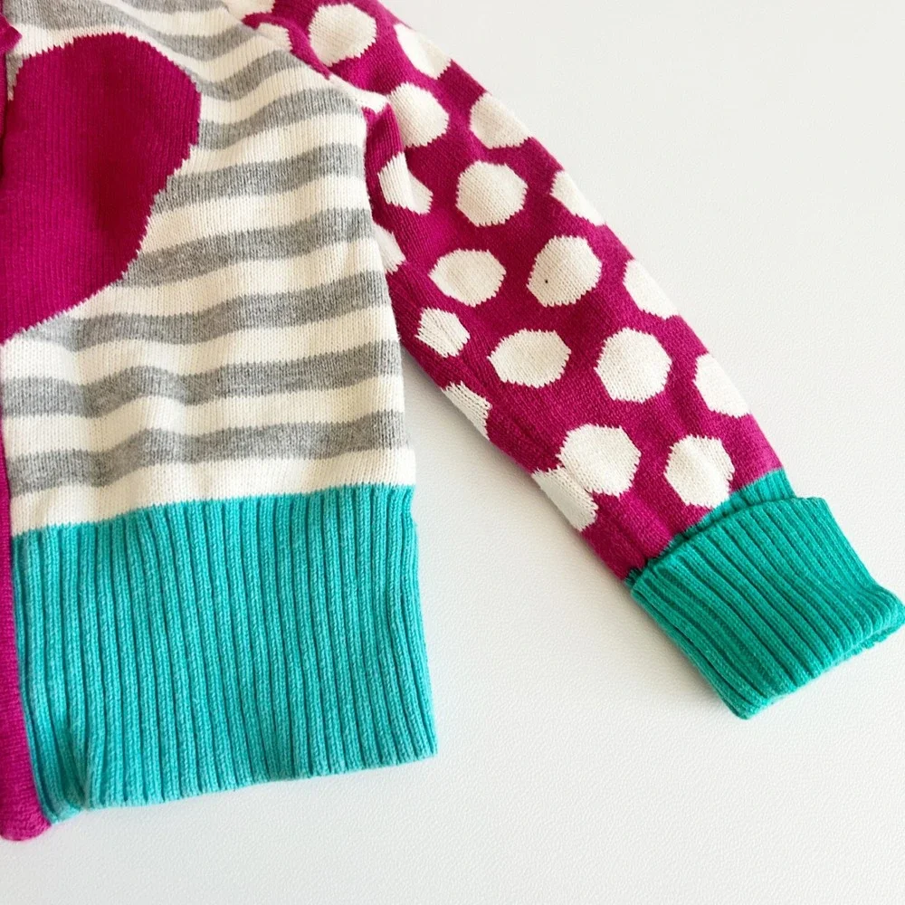 Baby Gap Girls Heart Polka Dot Striped Whimsical Zip Hoodie Sweater Size 18-24M‎